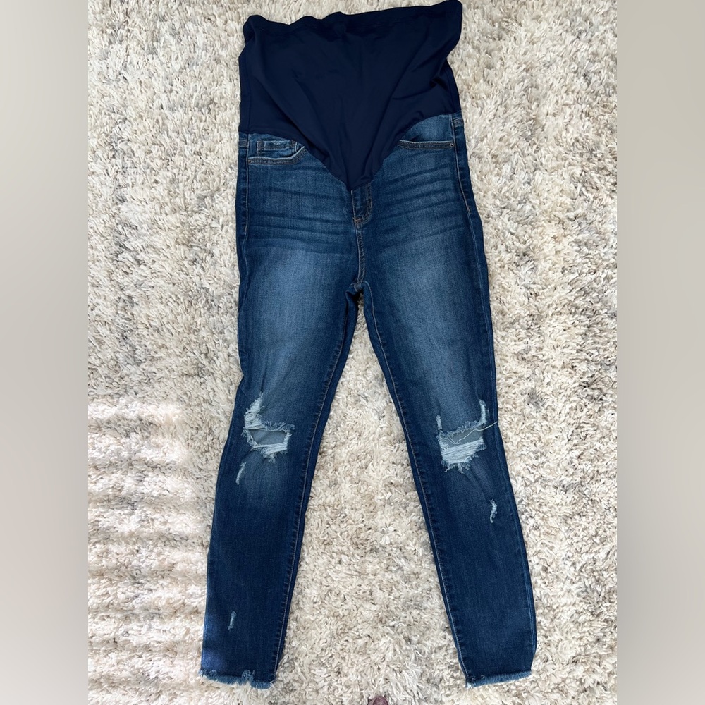 Pink Blush Maternity Frayed Jean